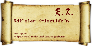 Rösler Krisztián névjegykártya